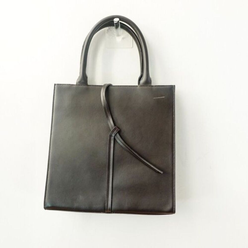 Matte Leather Box Bag Brown Medium Formal Top Handle Purse‎ Japanese Faux NICOLE